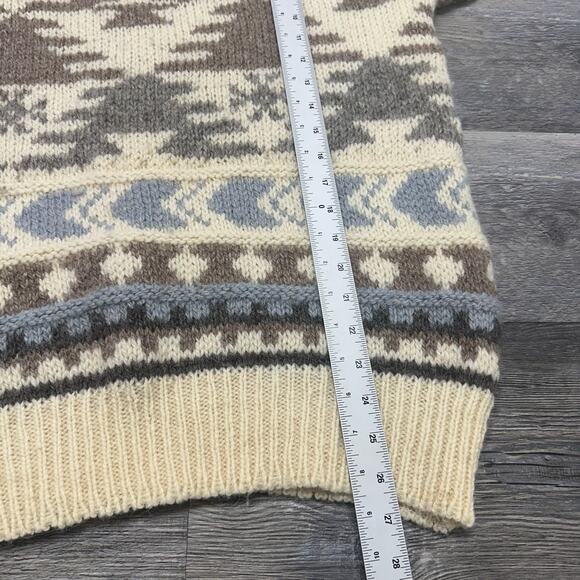 Vintage Irish Woollen Mills Earth Toned Mens M Geometric Pure Wool Knit‎ Sweater - Picture 7 of 8